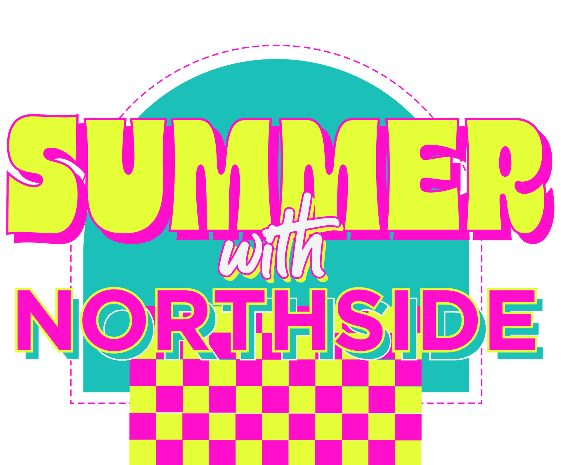 summer kickoff animated graphic with a striped background